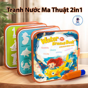 Đồ Chơi Tranh Tô Màu Nước Ma Thuật 2in1 - 10 Nội Dung Kèm Tranh Bóc Dán Phân Biệt Màu Sắc Hình Học