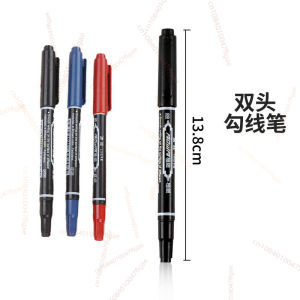 Dual-Tip Marking Pen with Water-Based Ink in Red Blue and Black for Art and Drawing Outlines