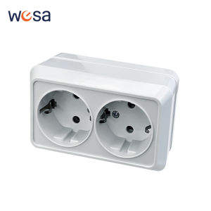 White Flame Retardant Power Sockets Classic Electrical Outlets With Ground EU Standard Plugs Socket Wall Surface Paint Plastic