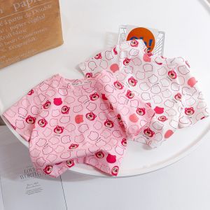 Chic Cartoon Strawberry Bear Cotton Girls T-Shirt