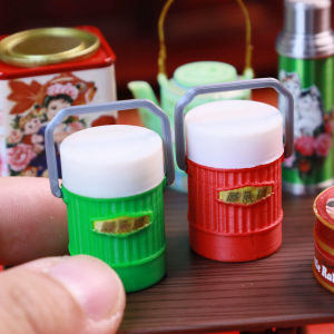 Miniature Simulation Chinese Style Thermal Rice Pot Toy Model for Housewife Play Vintage Grandma Scene Context Dollhouse Accessories