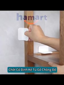 Chốt Khoá Cố Định Tủ Vách Ngăn Rào Chắn Cửa Cho Bé Ke Góc Nhựa Chữ T Đỡ Kệ Gỗ Hamart Dán Tường