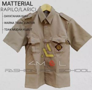 BAJU KEMEJA PRAMUKA SD SMP SMA DAN GURU LAKI LAKI LENGAN PENDEK KAIN RAPILO LARICI