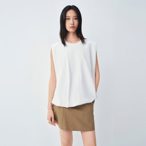 PEACEBIRD | Loose Straight Sleeve Lantern Sleeve T-shirt Wrinkle Design Slimming