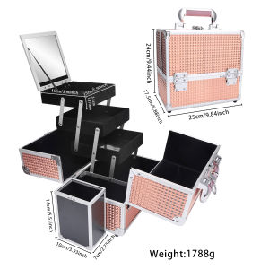 Handheld Makeup Box Three-layer Toolbox Portable With Mirror Professional Nail Art Large Capacity Storage Box