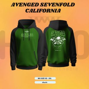 Hoodie Jumper Raglan HSCLO: Sweater Black Green Avenged Sevenfold California Pullover Sweatshirt Bahan Fleece Ukuran Jumbo Big Size XS S M L XL XXL 3XL 4XL 5XL