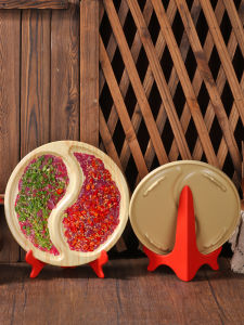 Double-Pepper Beef Tai Chi Plate Hot Pot Dining Utensils Lychee Dragon Suspension Plate Adult Chinese Style Ceramic Plate