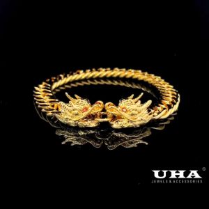 L634 Lắc tay nam thiết kế hai đầu khóa con rồng sang trọng quý phái UHA