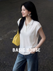 Basic House | Short Sleeve White Polo T-Shirt Summer Loose Wear