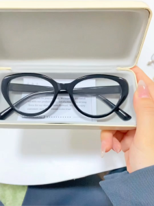 Cat Eye Discoloration Glasses Anti Blue Light Photochromic Eyeglasses For Woman Replaceable Lens