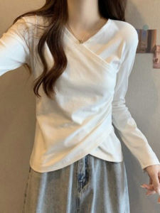 2026 New Spring Fashion French Style Elegant Plus Size Irregular Long Sleeve T Shirt