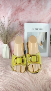 Womens Fashion Slip on Soft sole Low Rubber Sandals Heels 8886