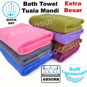 Bath Towel Tuala Mandi Dewasa Extra Besar Microfiber Janji Serap Air !! 70*140cm Dan 80*160cm micocosui Extra Large Bath Towels Toallas De Baño Grandes - Lazada