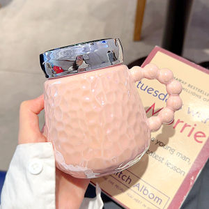 แก้วเซรามิคถ้วยชาสำหรับใช้ส่วนตัวแก้วมัคไข่มุกน่ารักสำหรับสาวๆฝาแก้วกระจกแก้วดื่มน้ำแก้วกาแฟสำหรับสำนักงาน