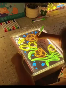 Little Buddy LED Acrylic DIY Drawing Board Reusable Luminous Erasable Writing Painting for Kids Children Home Bedroom Party Decor