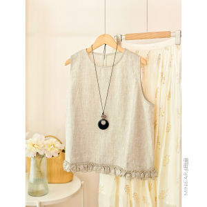 XIAOER | Relaxed Fit Linen Sleeveless Vest