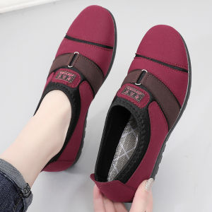 Giày Đơn Đế Phẳng Đầu Tròn Đế Mềm Đế Thấp Thời Trang Cho Mẹ Giày Thường Ngày Phong Cách Bắc Kinh Cổ Điển Mùa Thu
