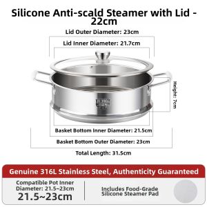 316L Stainless Steel Food Grade Universal Steaming Basket