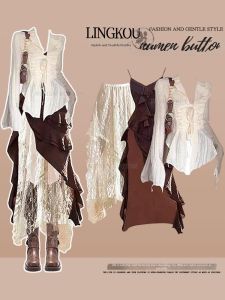 NUMEN BUTTON | Large Size Design Elegant Retro Three Piece Outfit