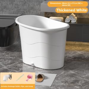 Thickened Plastic Adult Bath Tub Home Use Compact Bathroom Bathtub Full Body Bath Bucket Sitting Capacity for Adults