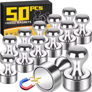 50-10Pcs Strong Adhesive Magnets Push Pins / Neodymium Magnet Hooks Holder / Heavy Duty Metal Hanging Hook / for Refrigerator Whiteboard Office Storage