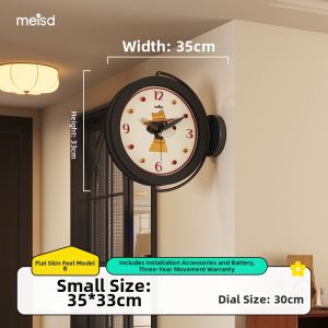 MEISD | Creative Double-Sided Corner Clock Quiet Modern Minimalist Living Room Wall Clock