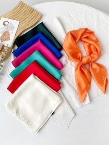 Khăn Choàng Lụa Mỏng Màu Trơn Mới 70cm Phong Cách Hàn Quốc Mùa Xuân Thu Trang Trí Tóc Chống Nắng Quà Tặng Cho Phụ Nữ