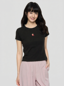 Gap | Color Block Lace Trimmed Printed Short Sleeve T-shirt