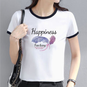 Pure Cotton Short Sleeve T-Shirt Women Summer 2024 New Casual Color Block Loose Slimming Belly Covering Anti-Aging Sports Top