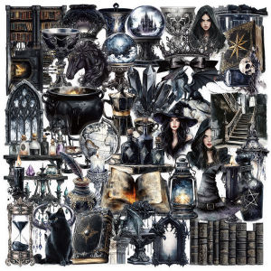 50PCS Retro Dark Magic Witch สติกเกอร์โปร่งใส DlY ความงามสมุดภาพโน้ตบุ๊คเครื่องเขียนโทรศัพท์สเก็ตบอร์ดสติ๊กเกอร์ของเล่นของขวัญ