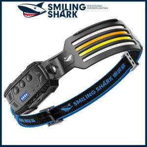 Smiling Shark Headlamp Original TD0125 Headlight Wave Induction Lightweight Headlamp Rechargeable Waterproof Head Torch for Night Working Hiking Outdoors Camping Fishing