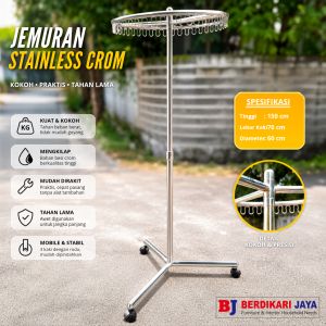 Jemuran Bulat Jepang / Gantungan Baju Bulat Bahan Stainless Crom Tinggi 150 Cm