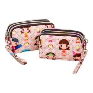 Cute Student Long Wallet Three-Zipper Mobile Phone Pouch