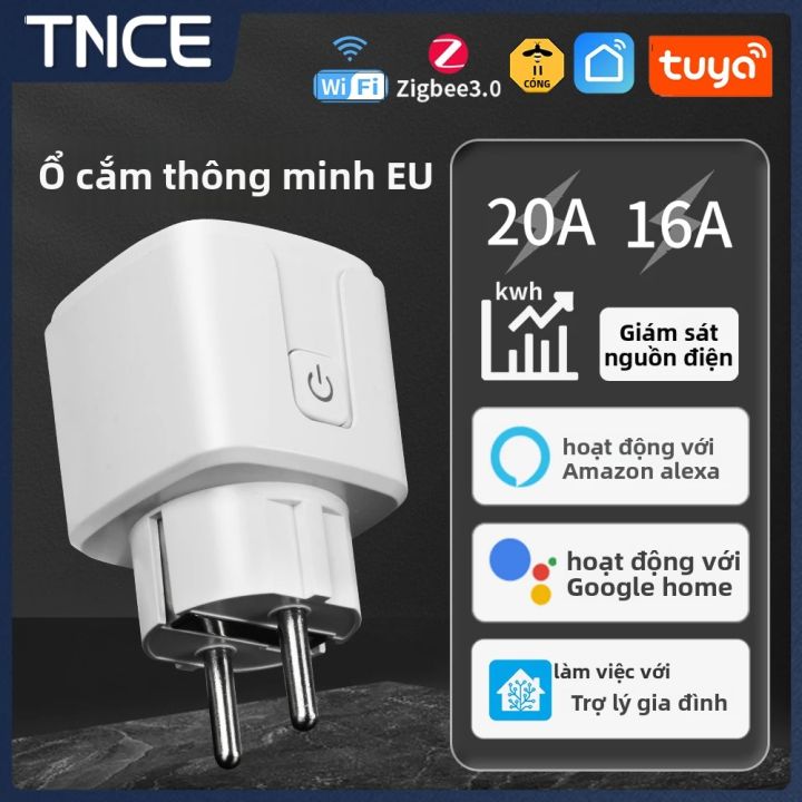 Ổ Cắm Thông Minh Tuya WIFI EU 16A/20A Có Chức Năng Giám Sát Điện Năng ...