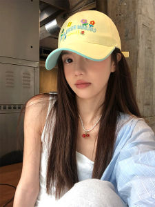 Korean Style Yellow Baseball Cap Womens Spring Summer Cute Versatile Large Head Size Hats Wide Brim Deep Crown Face Slimming Duckbill Hat