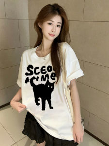Womens Pure Cotton Short Sleeve T-shirt Autumn 2025 New Casual Loose Slimming Lazy Style Versatile Overhead Shirt