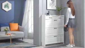 ตู้รองเท้า ผ่านเทคโนโลยี บางส่วน 2 ขนาด ชั้นวางรองเท้า รองเท้าที่มีสามชั้น ปรับได้