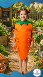 Nutrition Month Carrot/ Karot V2 Vegetables and Fruits Cosplay Costume For Kids