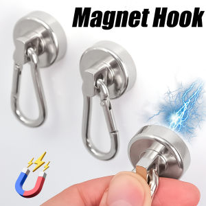 1/3Pcs Magnetic Hooks Strong Heavy Duty Neodymium Magnet Hooks with Swivel Carabiner Hook for Kitchen Bathroom Hanging Hanger Organizer