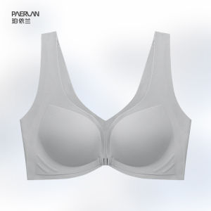 PAERLAN Front Buckle Bra Womens Jelly Strip Wireless Seamless No Steel Ring Side Breast Collection Prevents Expansion Small Chest Gathered
