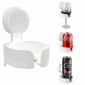 TAILI Wine Glass Holder for Shower Suction Cup Bathtub Wine Glass Holder for Beer Wine Drinks Portable Wall-Mounted Wine Cup Holder for Bathtub Shower Spa Kitchen Waterproof & Removable White