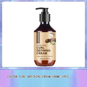 Castor Oil Curl Activator Cream - Defined Coily/Wavy Hair Humidity Resistance Non-Greasy Formula Safe for Color-Treated Hair