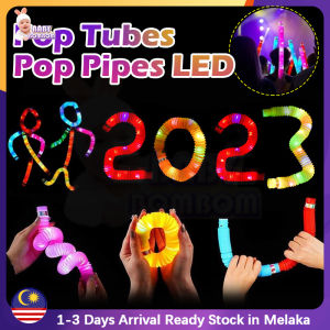 LED Pop Tube Flash Tubes Sensory Colorful Toy Diy Telescopic Pop Educational Folding Toy Stress Relieve Fun Plastic Bellows Children Squeeze Toy