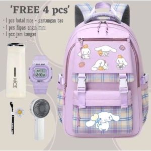 Tas Ransel Anak CINNAMOROLL Tas Sekolah SD SMP Anak Perempuan BANYAK BONUS Tas Ransel