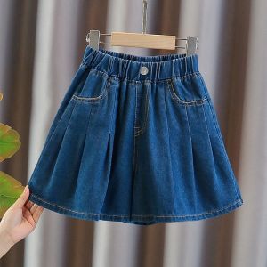Girls Denim Short Skirt Thin Fashionable Summer Hot Pants Childrens Clothing Cotton Blend Fabric Casual Style mid Waist