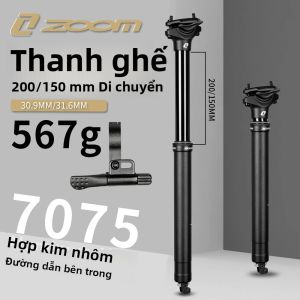 Cốt Yên Xe Đạp Hợp Kim Nhôm ZOOM Đường Kính 30.9/31.6MM Hành Trình 150/200MM Dành Cho Xe Đạp Địa Hình Và Xe Đạp Đường Trường Phụ Kiện Nâng Cấp Cho Xe Đạp Mùa Đông