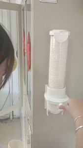 Press Automatically Dispense Cup Disposable Cup Holder with 50 Cups Capacity Paper Cups Rack