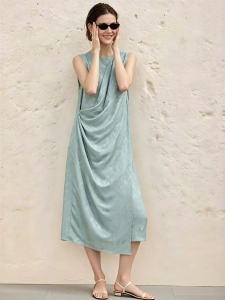 AMII | New Summer Chinese-style Loose Flowy Collar Dress