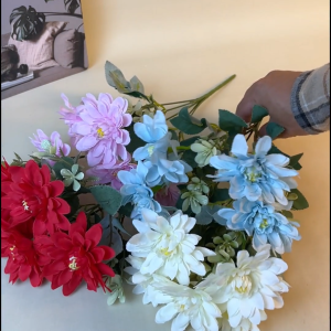 Tanaman Hias Bunga Tangkai Dahlia Krisan Bucket Artificial Ornamen Dekorasi Ruangan Rumah COD PBP229