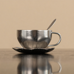 XIYUANJI | Titanium Double-layer Insulated Coffee Cup & Saucer Set with Spoon